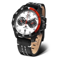 Vostok Europe Gents N1 Rocket Chronograph PVD Watch with Genuine Leather Strap