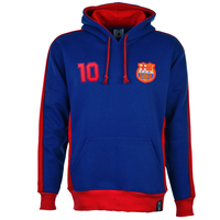 Barcelona Number 10 Retro Hoodie - Royal/Red