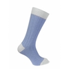 Sky & White Wool Cashmere Blend Football-Style Socks