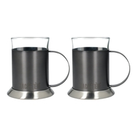 La Cafetiere Edited Set of 2 Glass Cups Gun Metal Grey