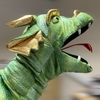 Large Dragon Head Hand Puppet in Green and Gold