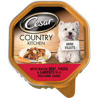 Cesar Tray Country Kitchen Mini Fillets Beef Pasta & Carrots Adult Dog Food 150g x 14