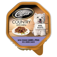 Cesar Tray Country Kitchen Mini Fillets Lamb & Peas in Sauce Adult Dog Food 150g x 14