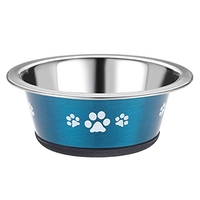 Classic Posh Paws Stainless Steel Blue Cat Dish