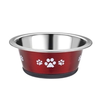Classic Posh Paws Stainless Steel Red Cat Dish