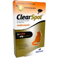 ClearSpot Spot On for Cats 80mg Large Cats Over 4kg - 4 Pipettes