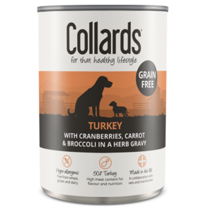 Collards Grain Free Turkey In Gravy Wet Adult Dog Food 390g x 12