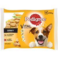 Pedigree Pouch Chicken & Beef Selection in Gravy Adult Dog Food 100g x 4